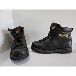 Caterpillar Black Work Boots Men's Size 11 Leather Uppers Rubber Outer Soles